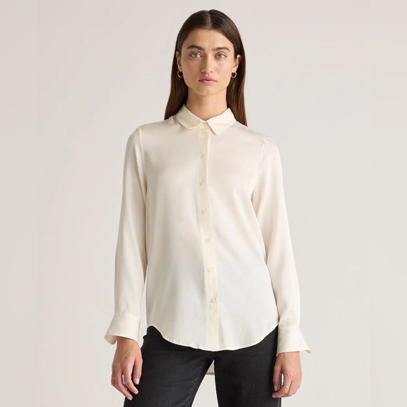 Quince Washable Stretch Silk Blouse in Ivory - Picture 2 of 5